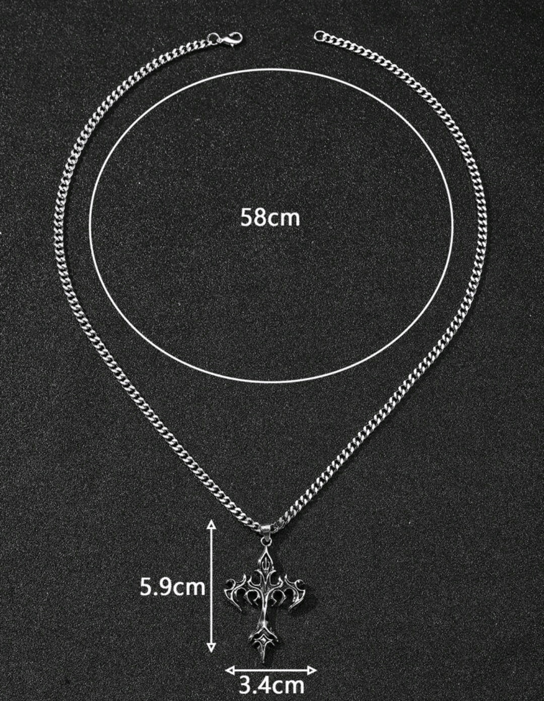 Srebrny łańcuszek na szyję pancerka z wisiorkiem krzyż Długość całkowita 60 cm