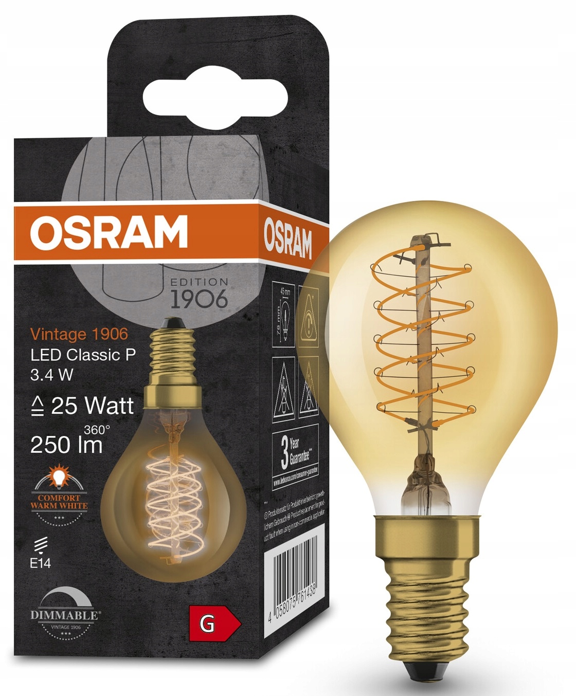 

Osram żarówka Vintage kulka Clp 3.4W E14 250lm