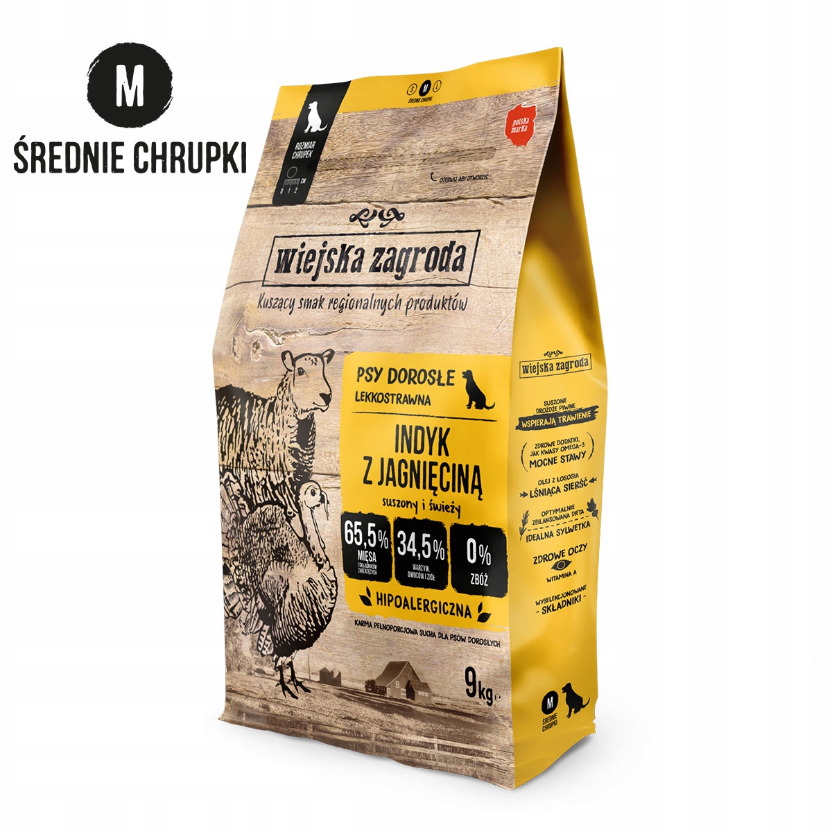 Krmivo pro psy Wiejska Zagroda krůta s jehněčím M 9kg
