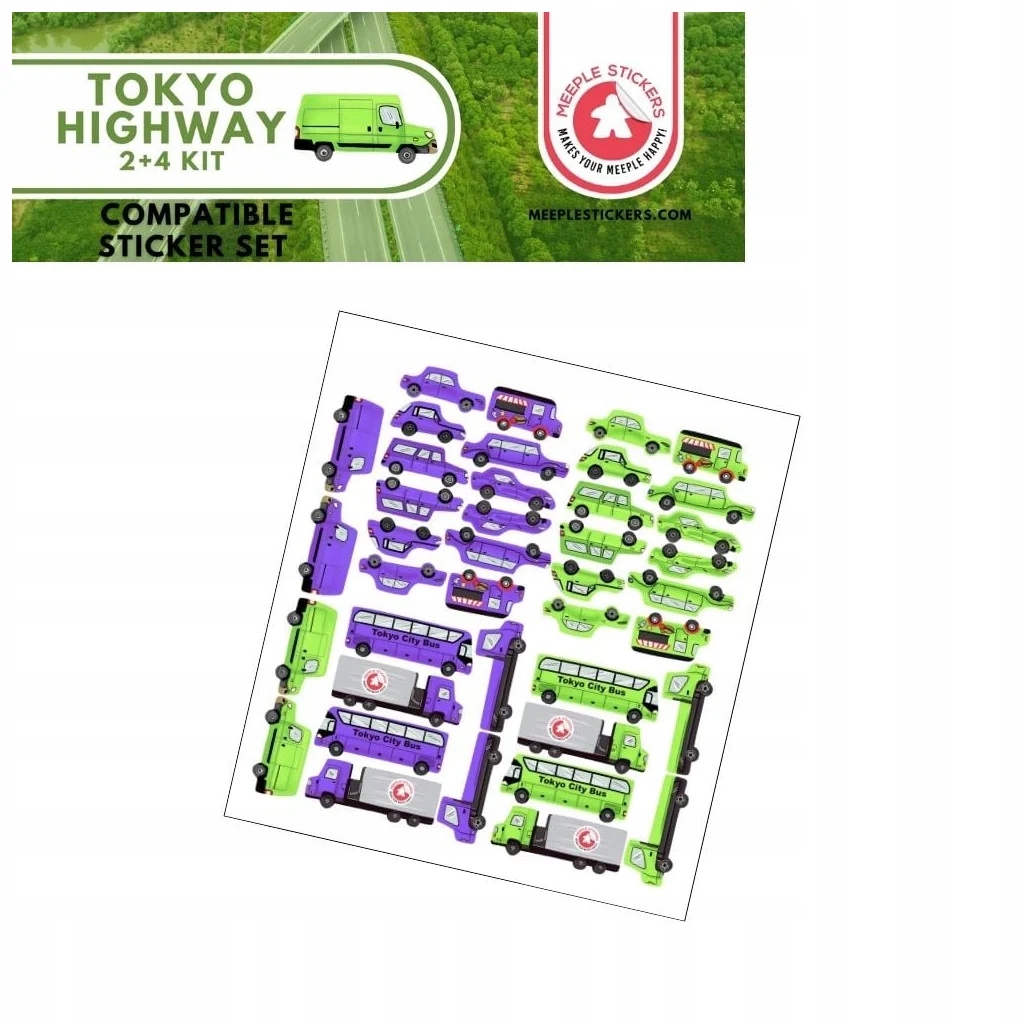 Meeple Stickers: zestaw naklejek do Tokyo Highway 2+4 Kit