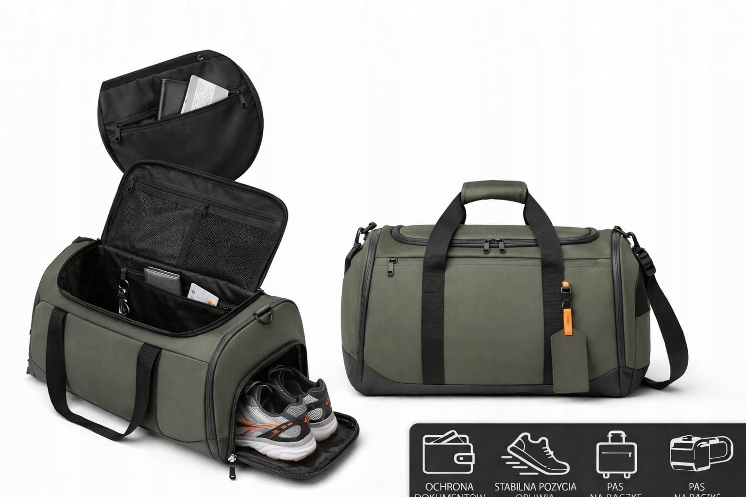 Torba sportowa z kieszenia na buty wodoodporna trenningowa basen premium