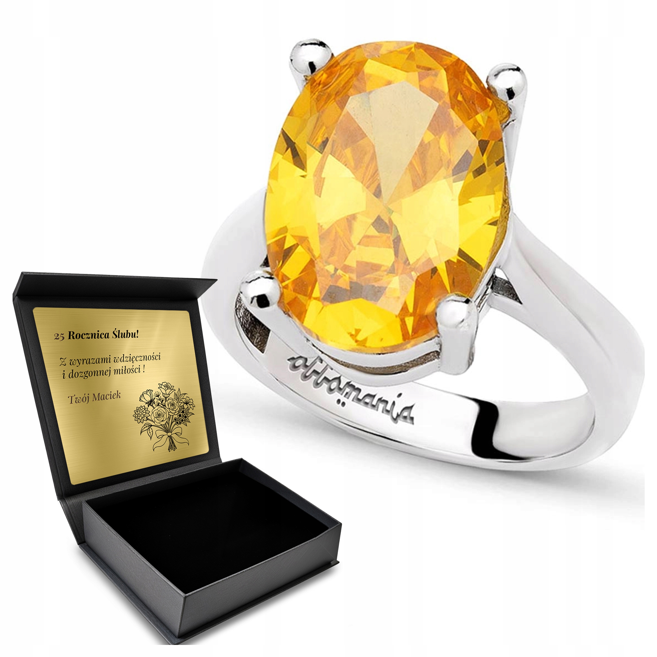 Prstýnek 925 Citronů Krásný Dárek k Valentýnu Gravírování Bonus