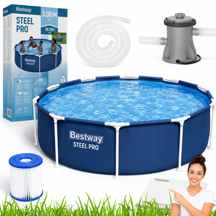 Basen Ogrodowy Stelażowy Bestway Duży Do Ogrodu Okrągły Baseny Pompa Filtr