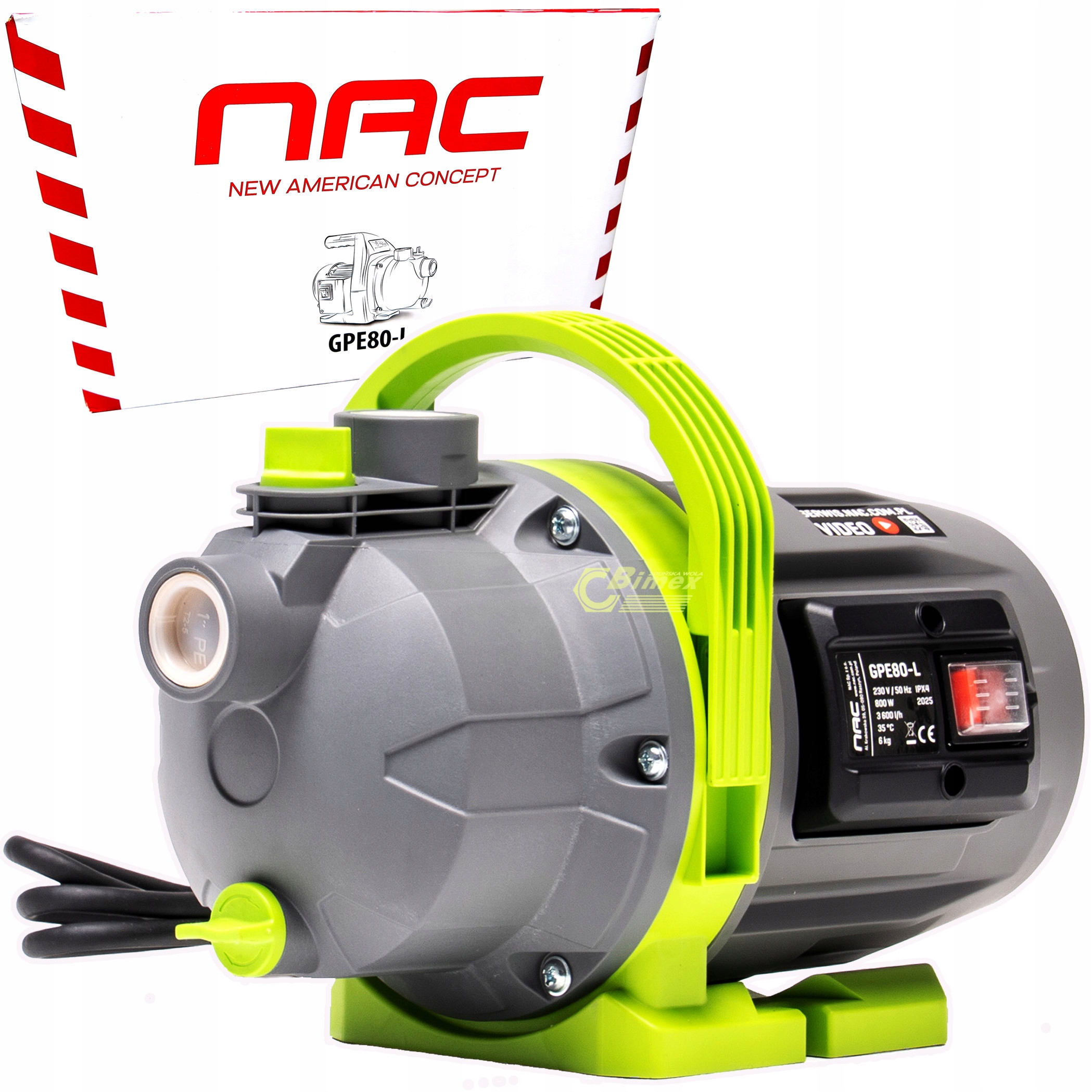 Pompa ogrodowa do wody Nac GPE80-L 800W 3600 l/h 2,8bar