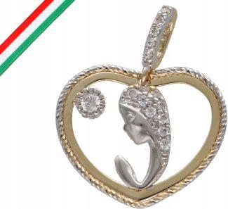 Zlatý medailonek 585 Křest Matka Boží v srdci 1,3g I Svaté Přijímání jako dárek