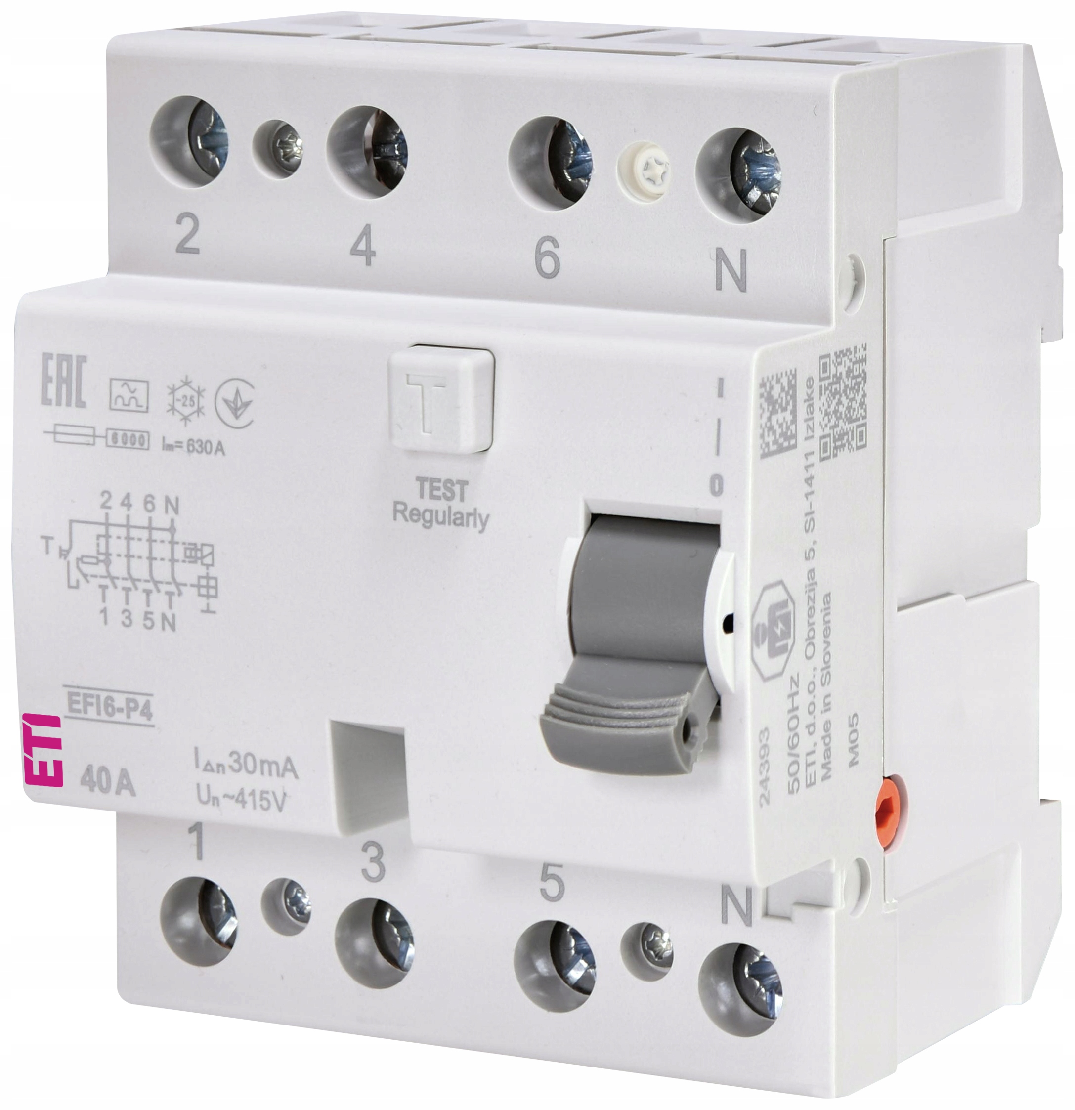 Proudový spínač EFI6-P4 40/0,03A typ A 002061662 Eti