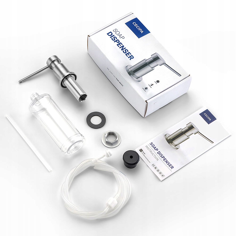 DOZOWNIK DO MYDŁA PŁYNU DO ZLEW ZLEWOZMYWAK 300ML z Silikonowym Wężem 1,25M Marka Cecipa