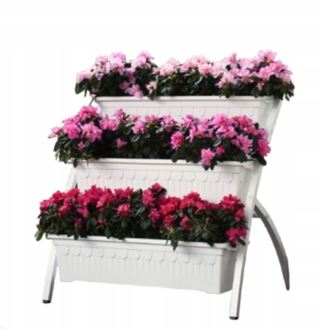 Stojan 3 balkonové truhlíky 60 cm (bílý, obloukový)