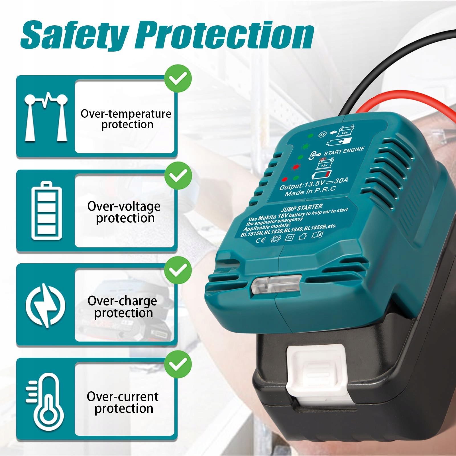 EID Zestaw Adapterów Do Akumulatorów 18V Kabel 11AWG Booster Auto — miniatura 9
