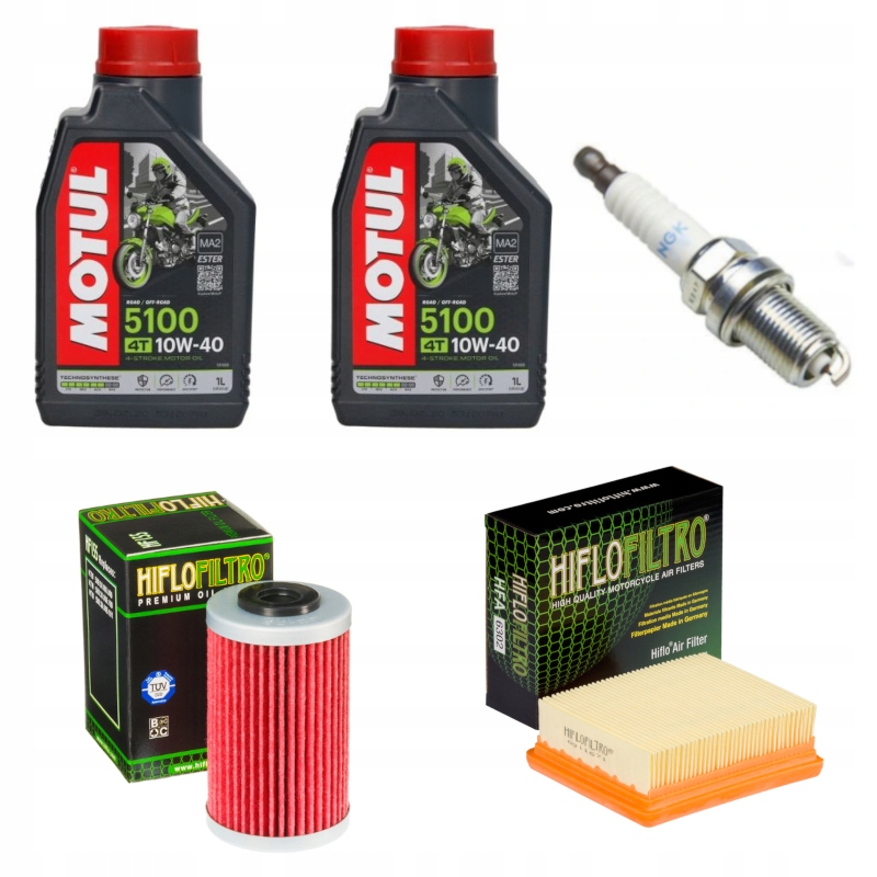 Zestaw KTM DUKE 390 17-21 Olej Motul 10W40 + Filtr oleju powietrza świeca