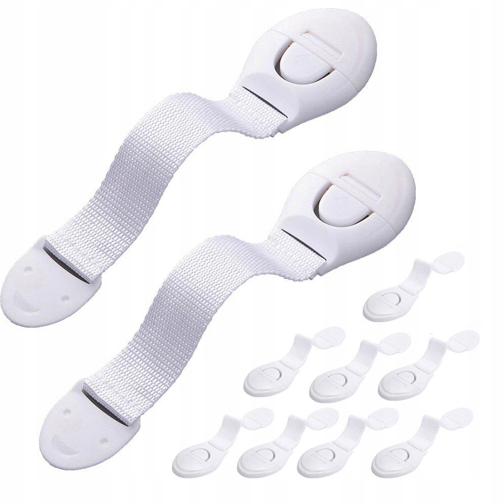 10x ZABEZPIECZENIE BLOKADA SZAFEK MEBLI SZUFLAD LODÓWKI MOCNE Z TAŚMĄ 3M