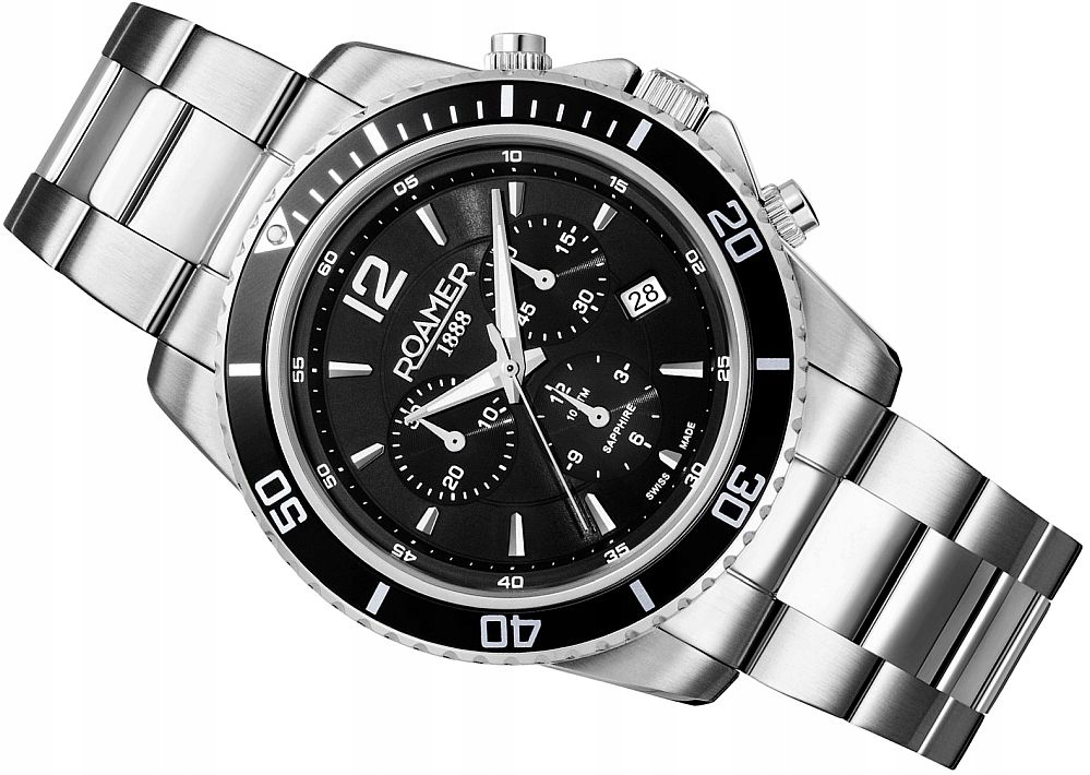 Originální Pánské Hodinky Roamer Nautic Chrono Data WR100 Swiss Made 43 mm