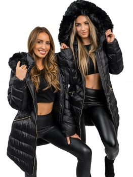 Černá Dlouhá Prošívaná Zimní Bunda 5M3162A Denley_s