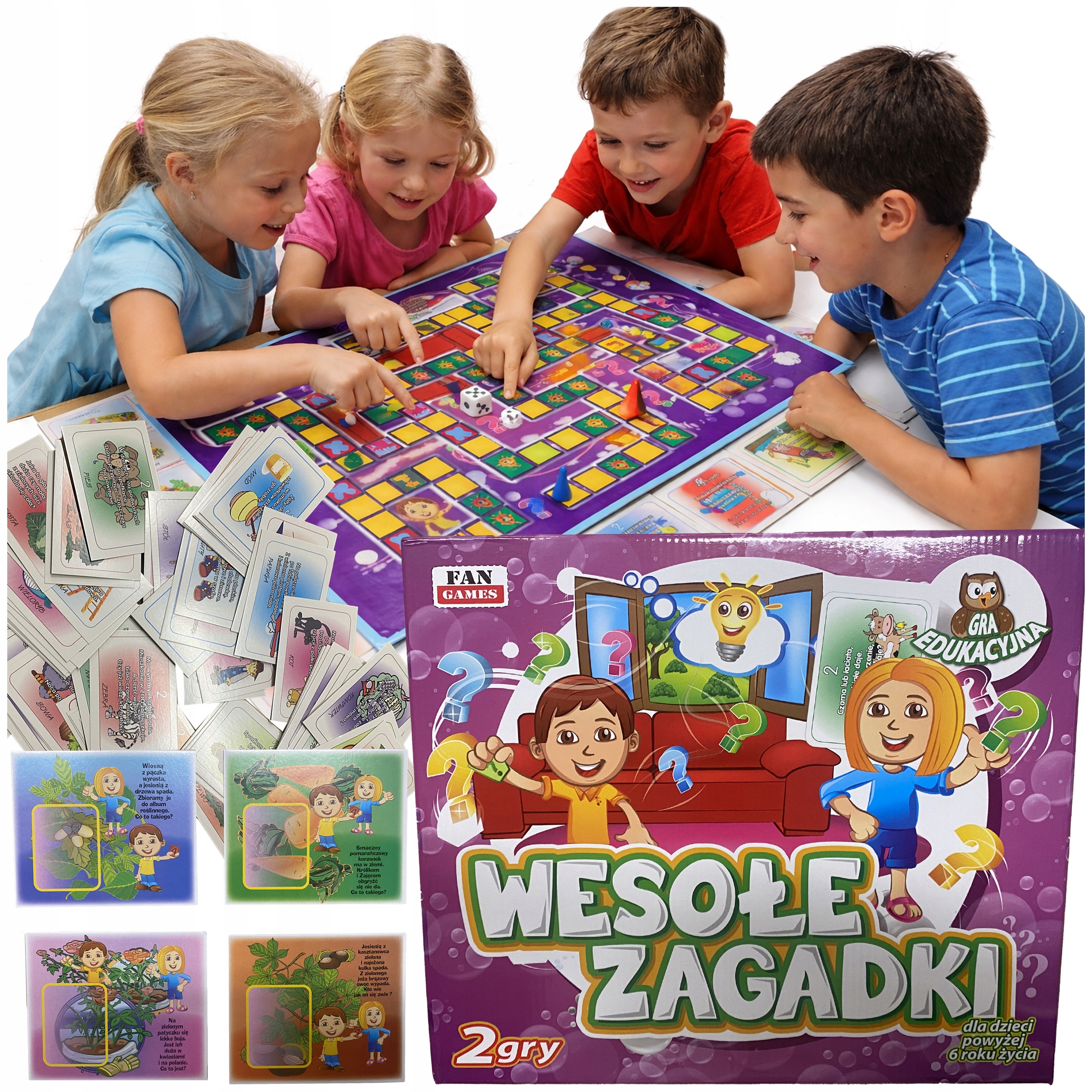 Gra Planszowa z Zagadakmi dla Dziecka Edukacyjne Planszówki Wesołe Zagadki