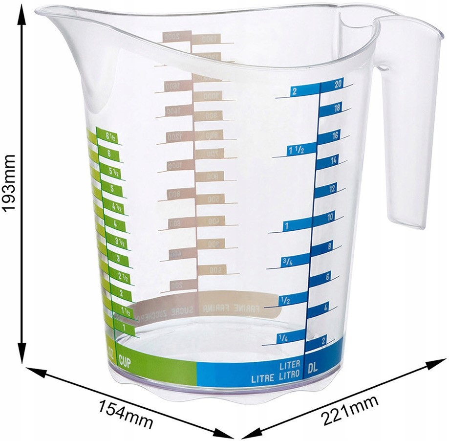 POJEMNIK DZBANEK MIARKA KUCHENNA KUBEK Z PODZIAŁKĄ ROTHO DOMINO 2 L Marka Rotho