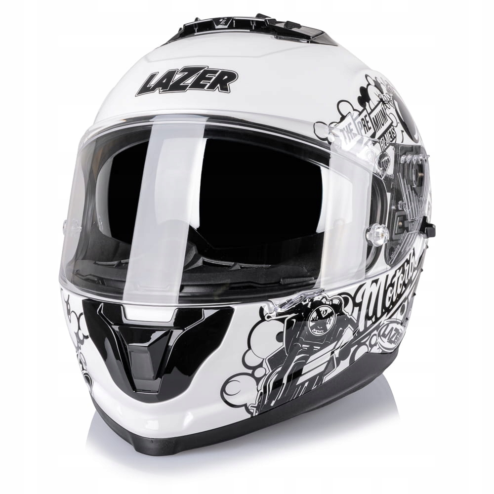 Kask integralny Lazer Rafale Evo Stickerbomb biały S KOMINIARKA GRATIS !! Typ Integralne / Pełne