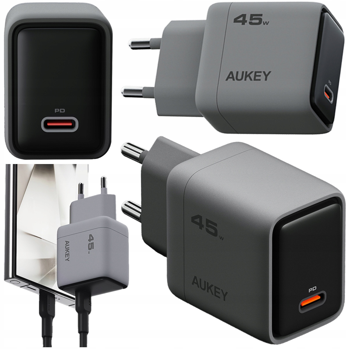 Aukey Ładowarka Sieciowa podróżna kompaktowa Adapter 45W Usb-c