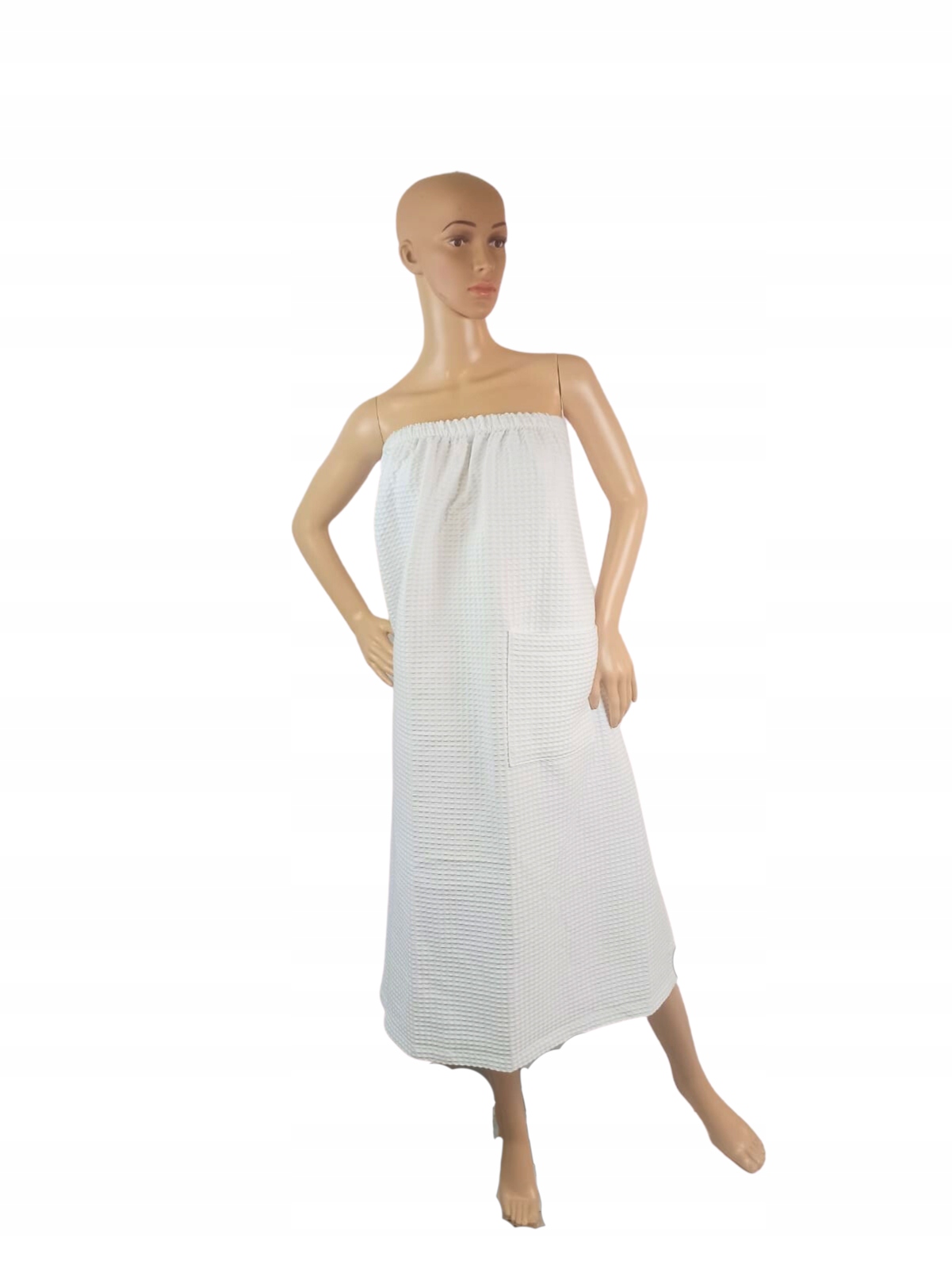 Ručník Gofer na suchý zip MrTowel 100x150 cm, kapsa do sauny, masáž Spa, bílá