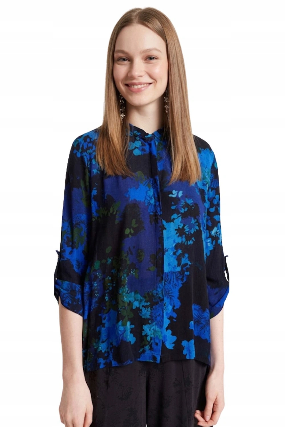 Tričko Desigual dámské tričko elegantní modré s květinami vel. Xs