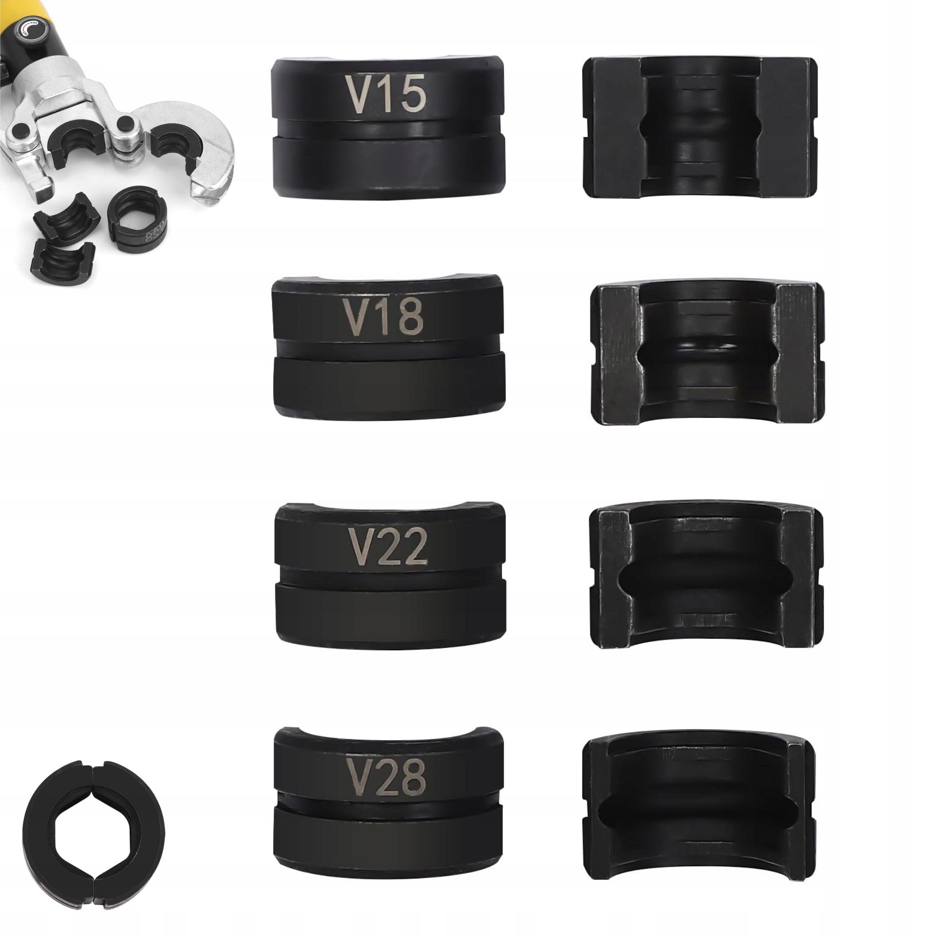 4 kusy čelistí pro krimpovač trubek U V Th Kontur Vložky pro krimpování