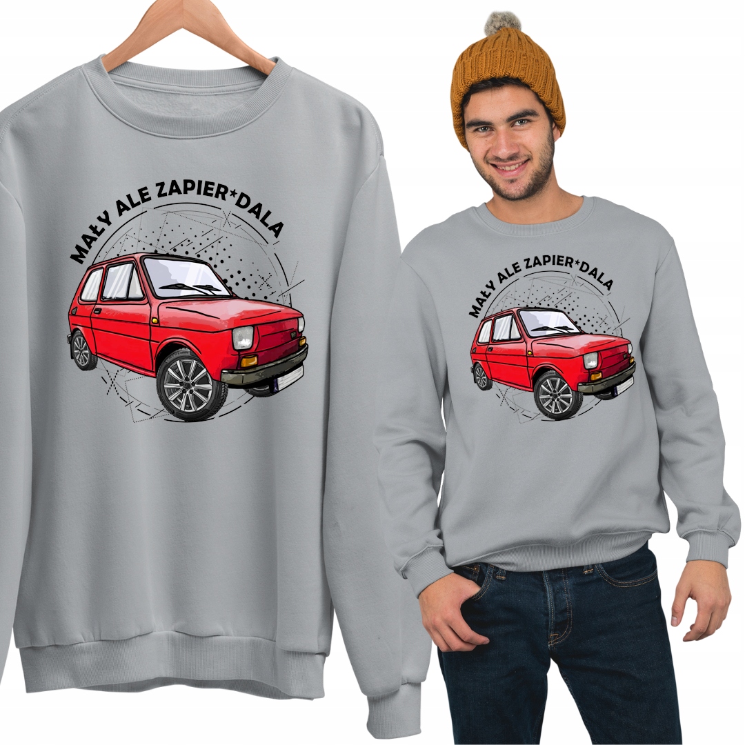 BLUZA DLA KOLEKCJONERA Z MAŁYM FIATEM ŚMIESZNY NAPIS MAŁY ALE ZAPIER*DALA Kolor czarny