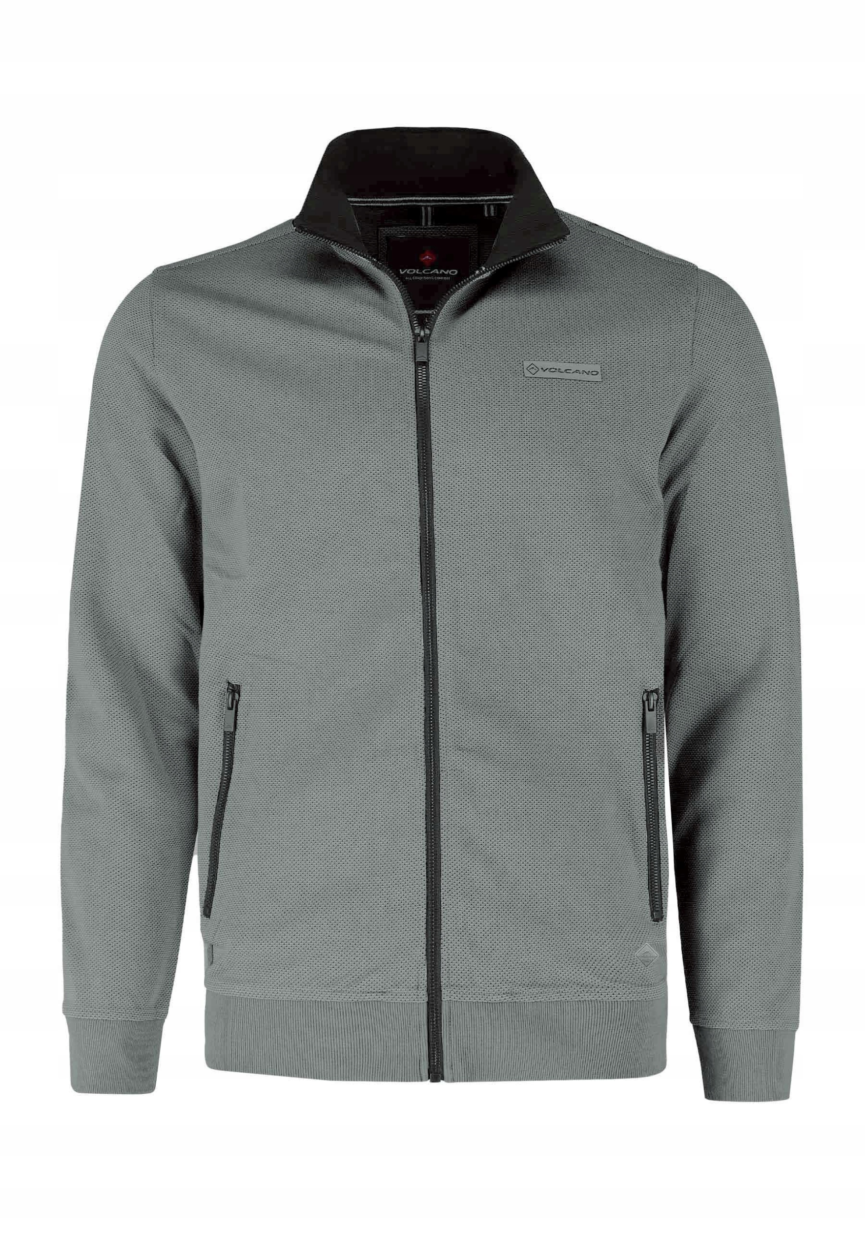 Pánská Rozepínací Mikina Se Stojáčkem Šedá Volcano B-montero XXL