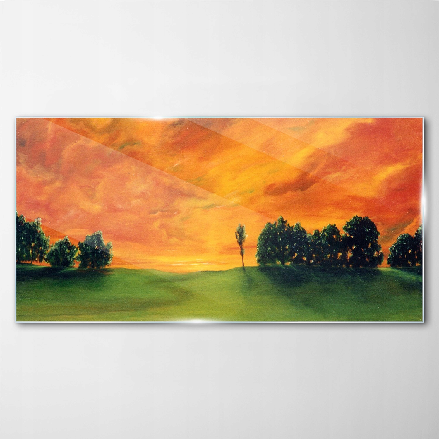 

Szklany obraz Drzewa zachód słońca niebo 140x70 cm