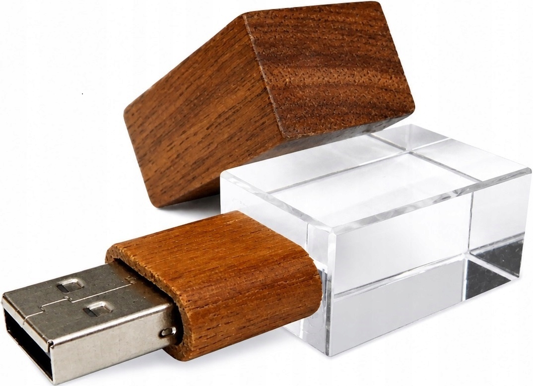 Ökológiai Pendrive Usb Led 3.0 32GB Világító Üveg Emlék B2B
