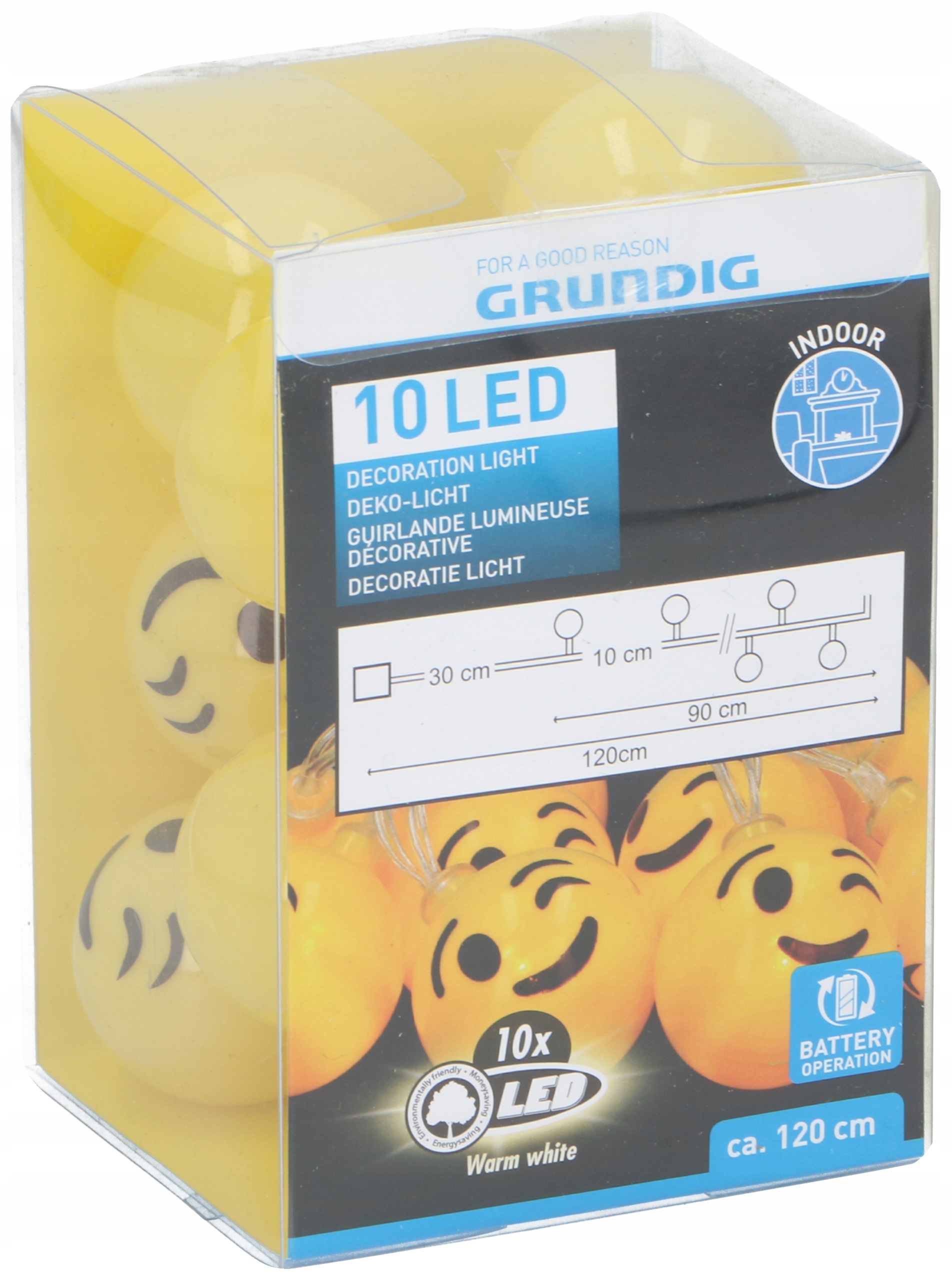 

Lampki emotki, girlanda na sznurze, 10LED, 1,2m