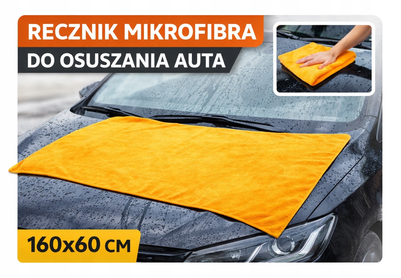 Ręcznik z Mikrofibry do Osuszania Auta Szybkoschnący 160x60 XXL Optifox