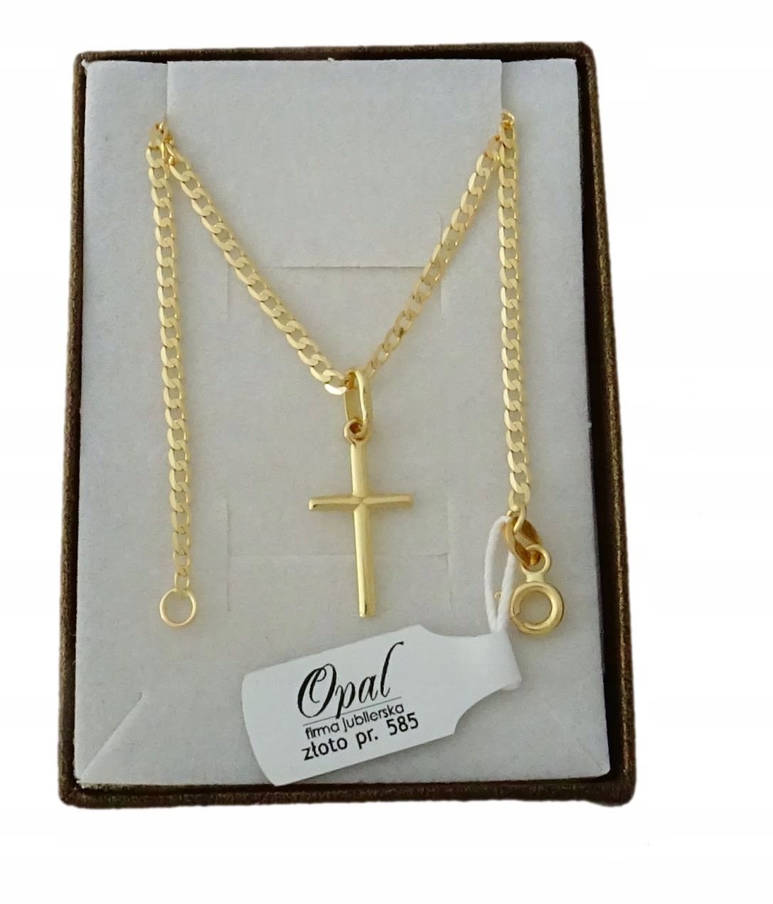 

Łańcuszek Złoty 585 Pancerka 50 CM Krzyżyk +grawer