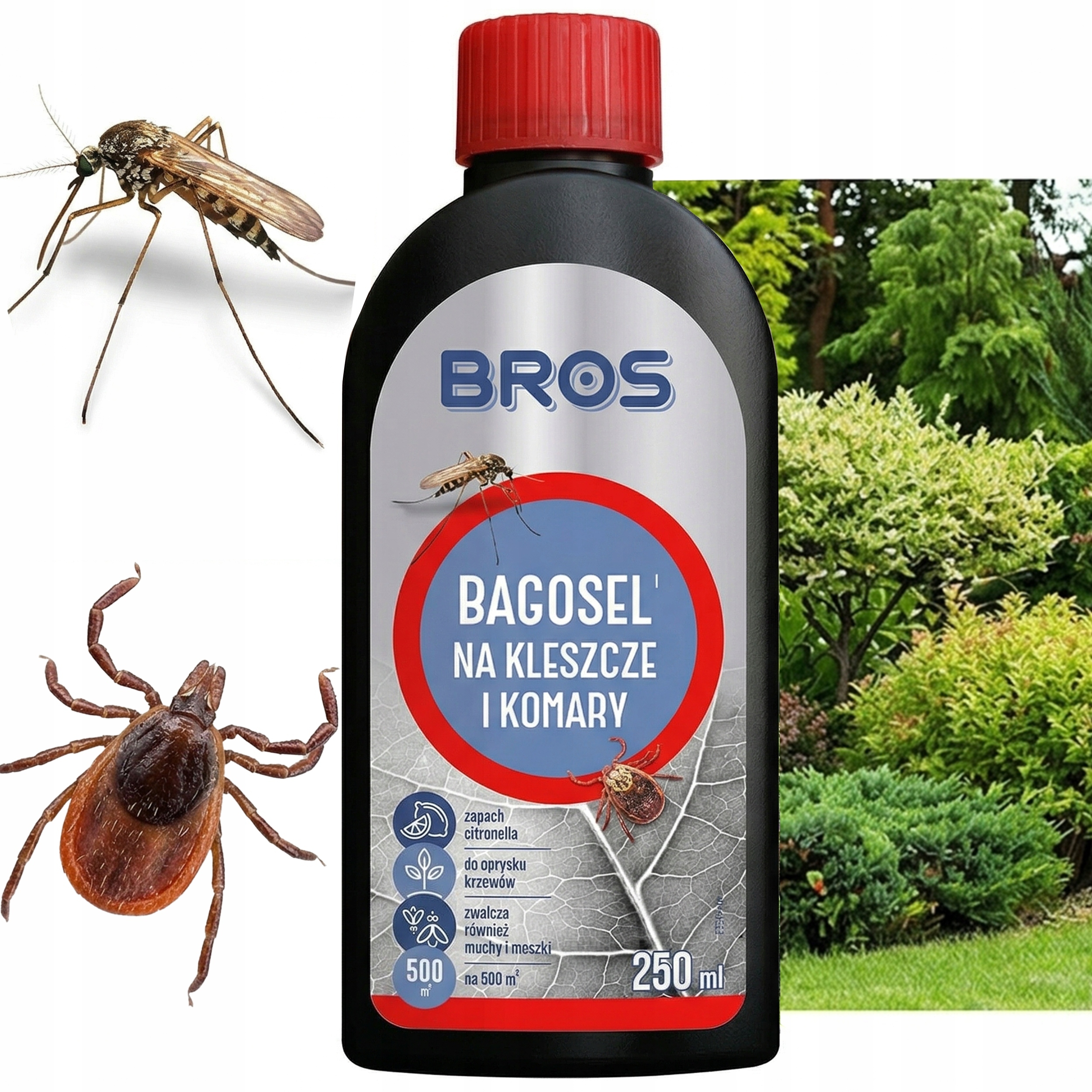 Bros 250 ml – přípravek na postřik zahrady proti komárům a klíšťatům