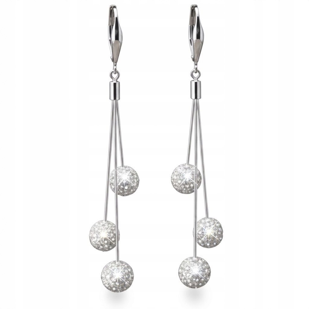 Dámské stříbrné náušnice s lesklými zirkony, ryzost 925