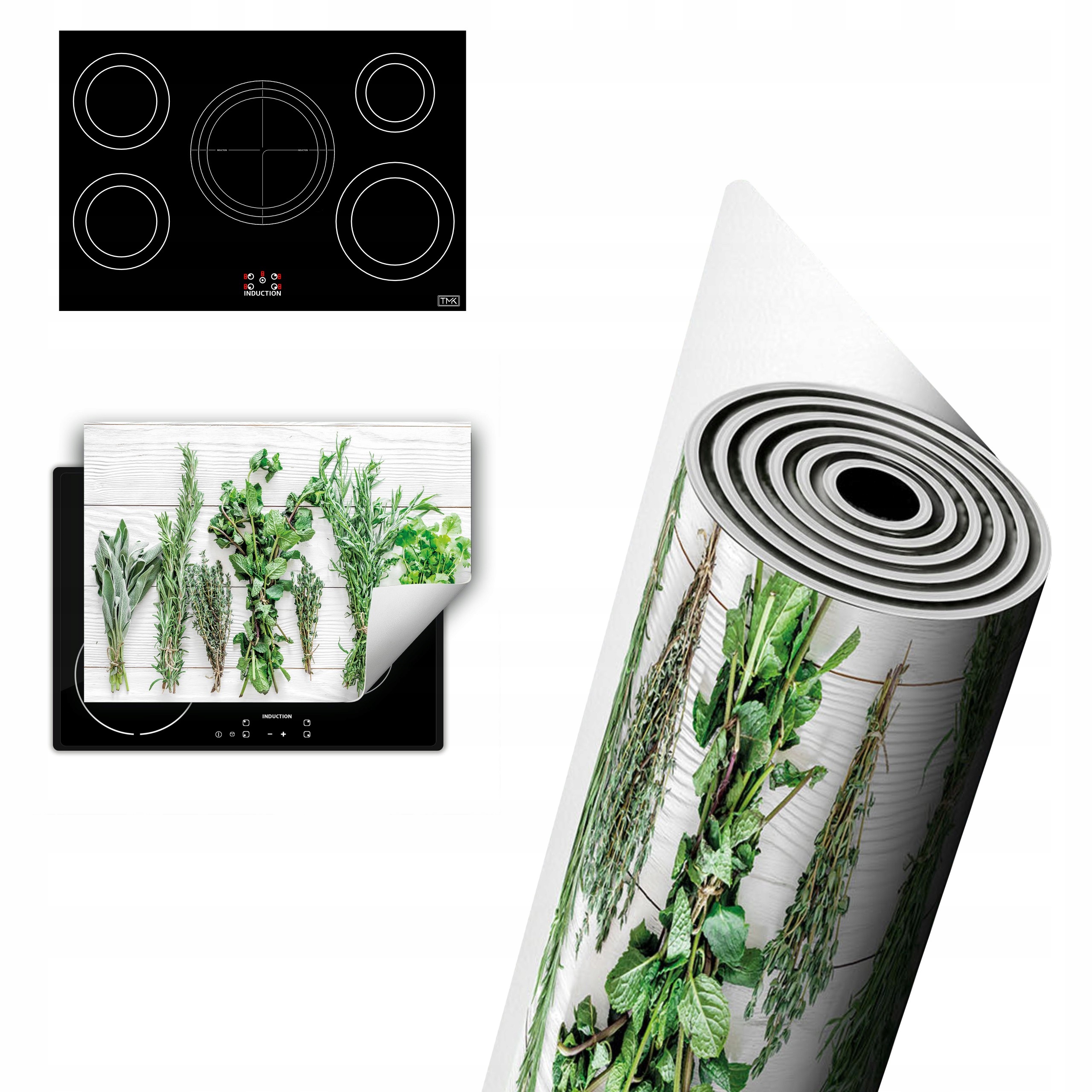 Vinylová Ochrana Na Indukci Pracovní Desky 80x52 Bylinky dřevo