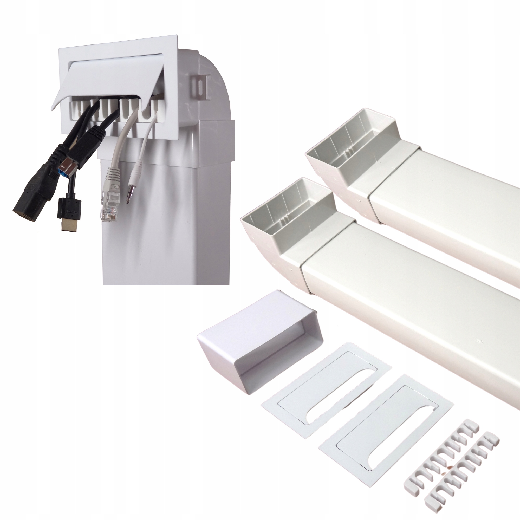 Podomítkový televizní kabelový kanál 110 x 55 mm s omítkovým zakončením