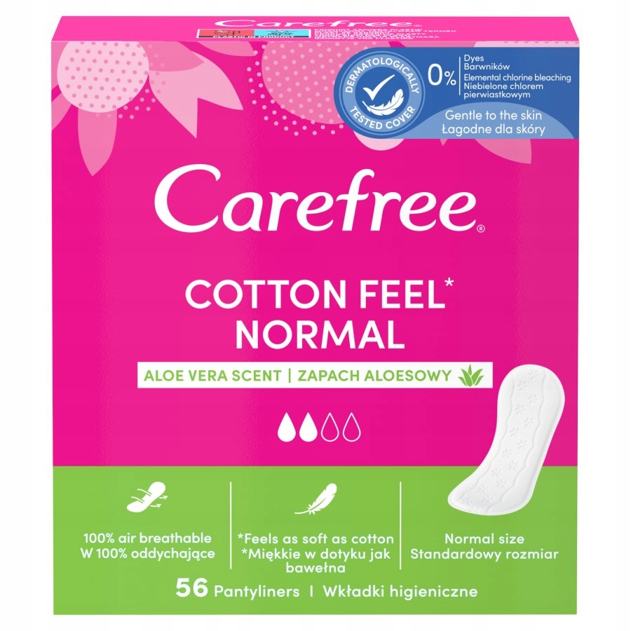 

Wkładki higieniczne Carefree Cotton Fell Aloe 56