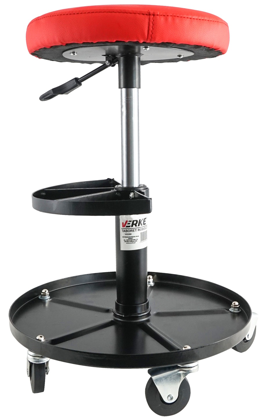 TABORET WARSZTATOWY OBROTOWY STOŁEK SIEDZISKO KRZESŁO KÓŁKA Z DOLNĄ PÓŁKĄ Marka Verke