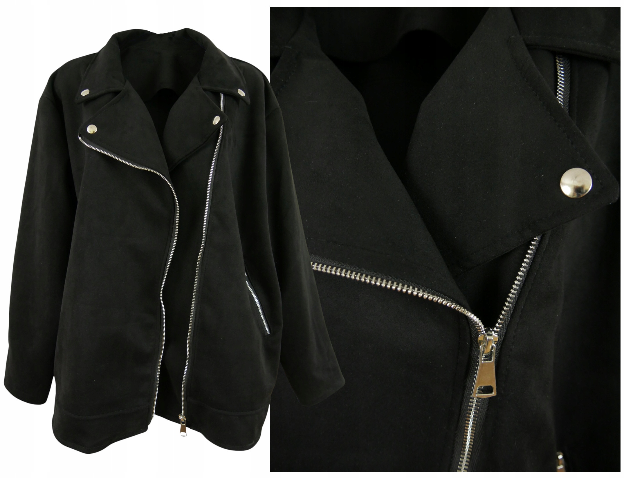 Duża czarna ramoneska szwedka 130cm niezbędna w każdej szafie 54/56 #lendd#