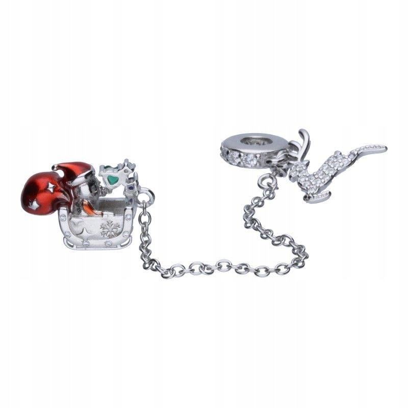 Vánoční korálkový přívěsek Stříbro 925, řetízek sob sáněmi Santa Clause