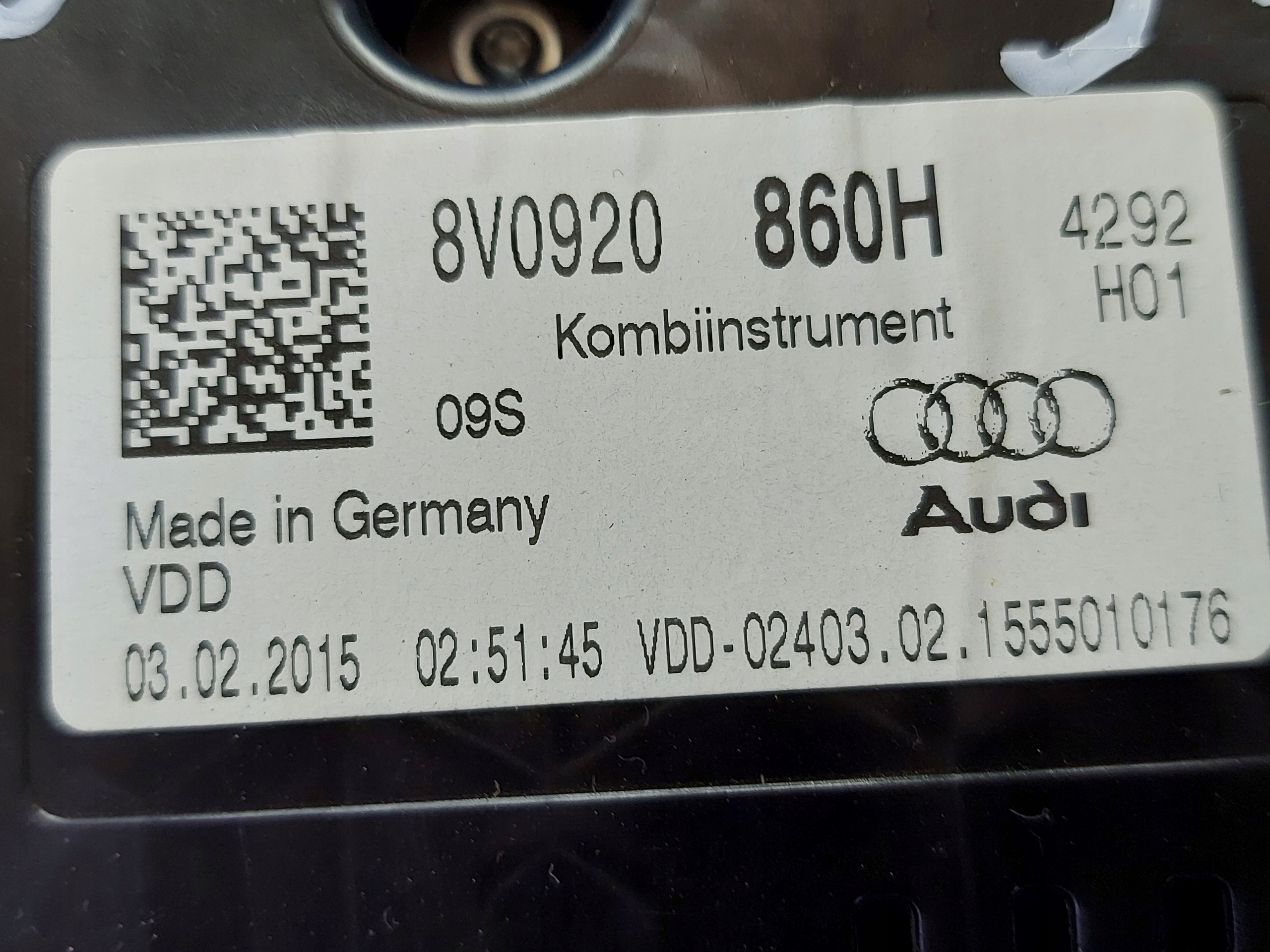 dials clock AUDI A3 8V 1.6 TDI 2015r 8V0920860H