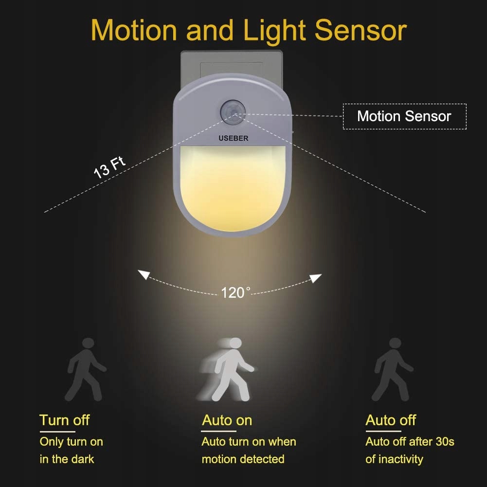 LAMPKA NOCNA DO GNIAZDKA 3 TRYBY OŚWIETLENIA 2 SZT Zasilanie sieciowe