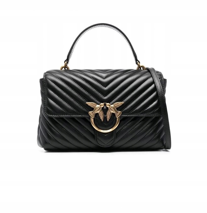 Pinko kožená kabelka kabelka přes rameno Love Lady Puff Classic Novinka Černá