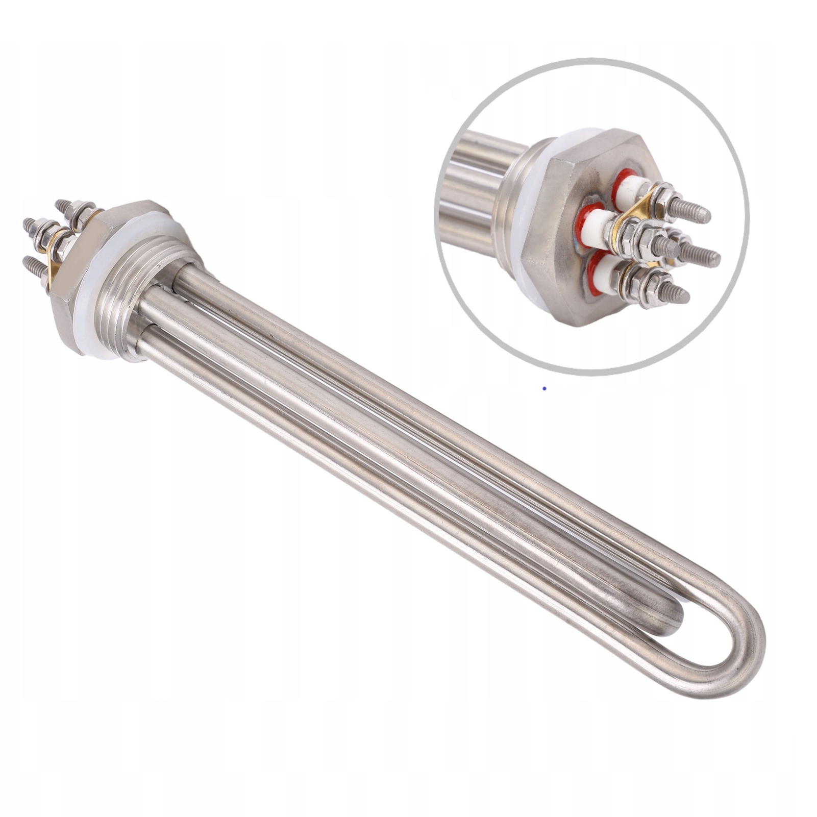 Dvojitý Ohřívač Stejnosměrného Proudu Nerezový DC 12V 600W Pro Bojler 1"NPT 21CM