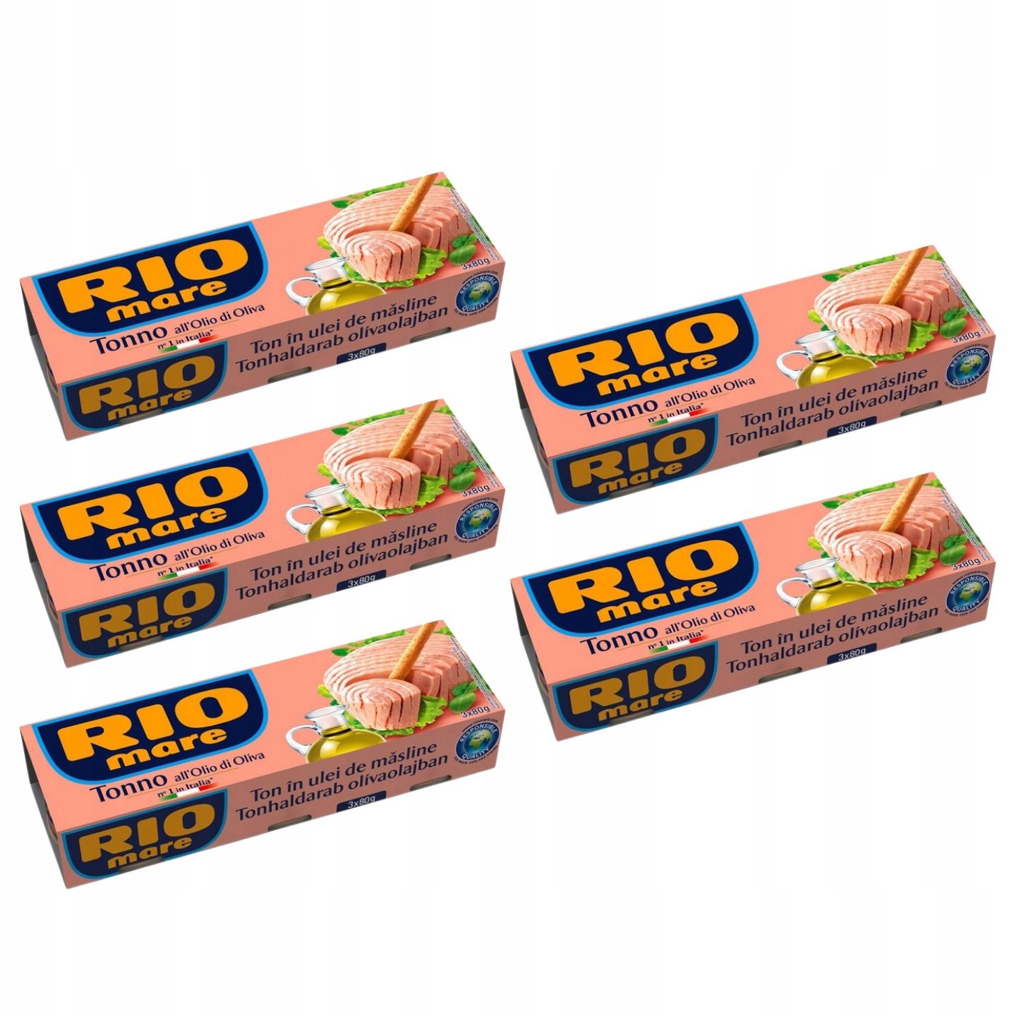 5x Rio Mare Tuńczyk w Oliwie z Oliwek 5szt (3x80g) Tuńczyk w Puszce