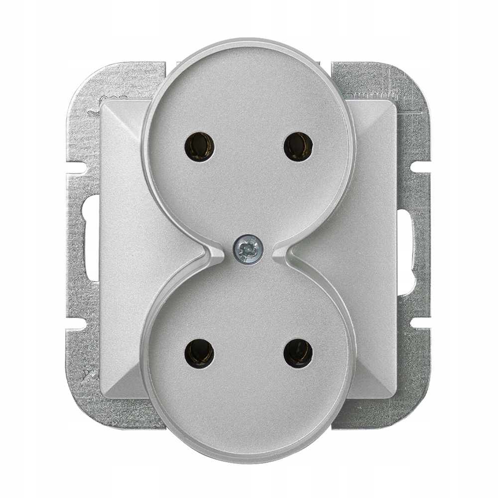 

Gniazdo podwójne Perła bez uziemienia srebrne Modu