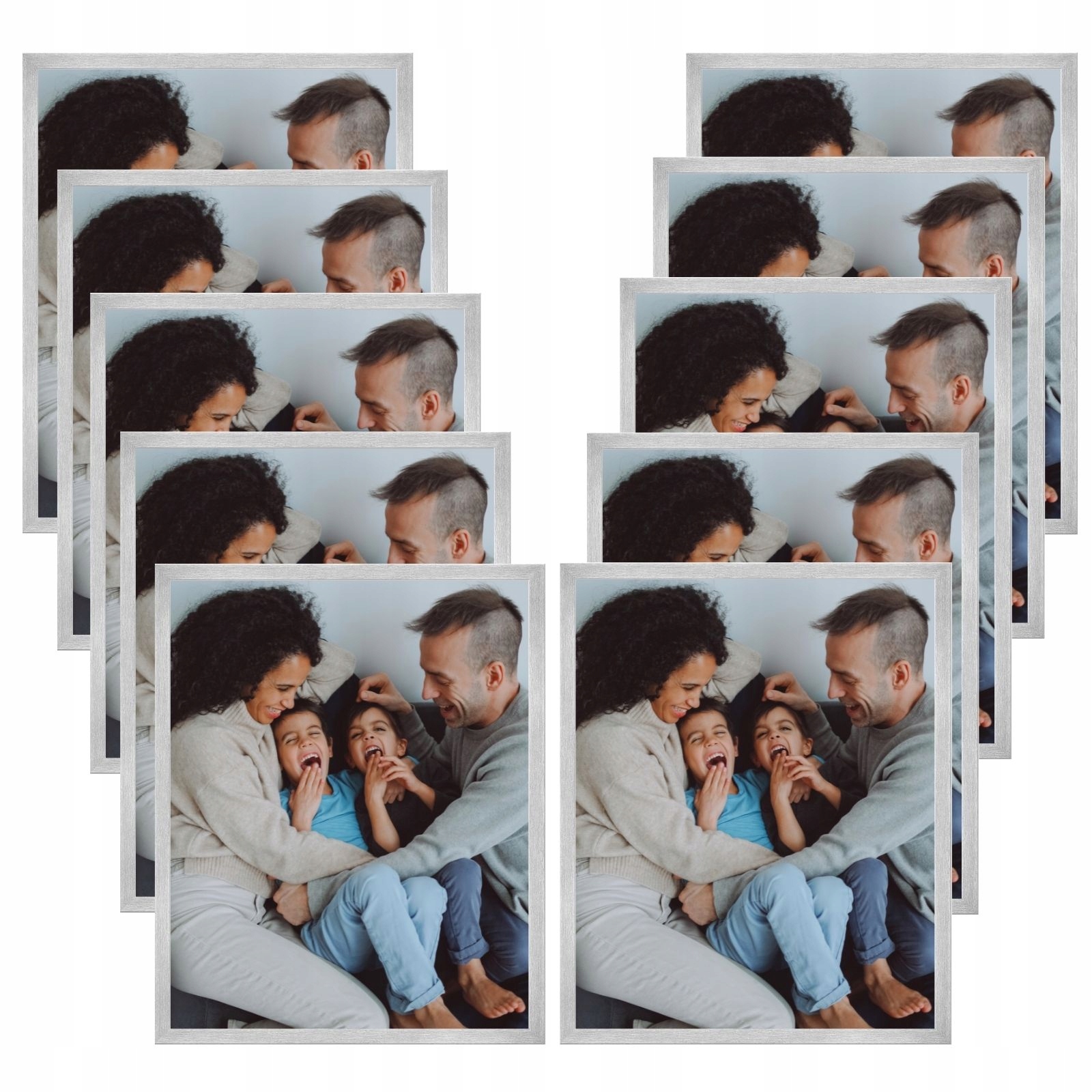 10xRám 40x50 Rámček na fotografie strieborný reliéfne plexi