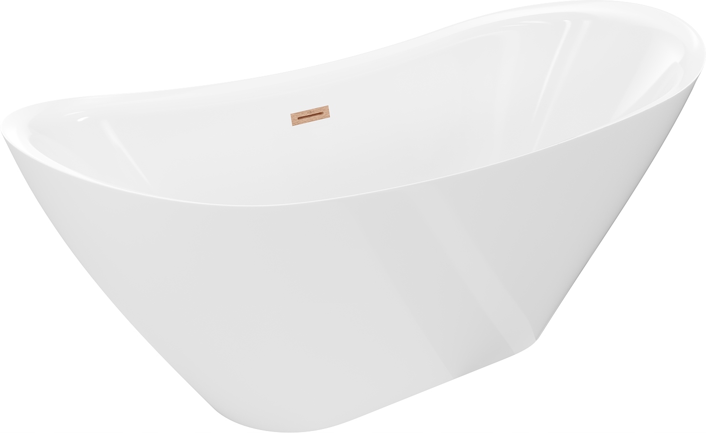 Mexen Lotos volně stojící vana 140 x 75 cm, bílá, přepad kartáčovaná měď