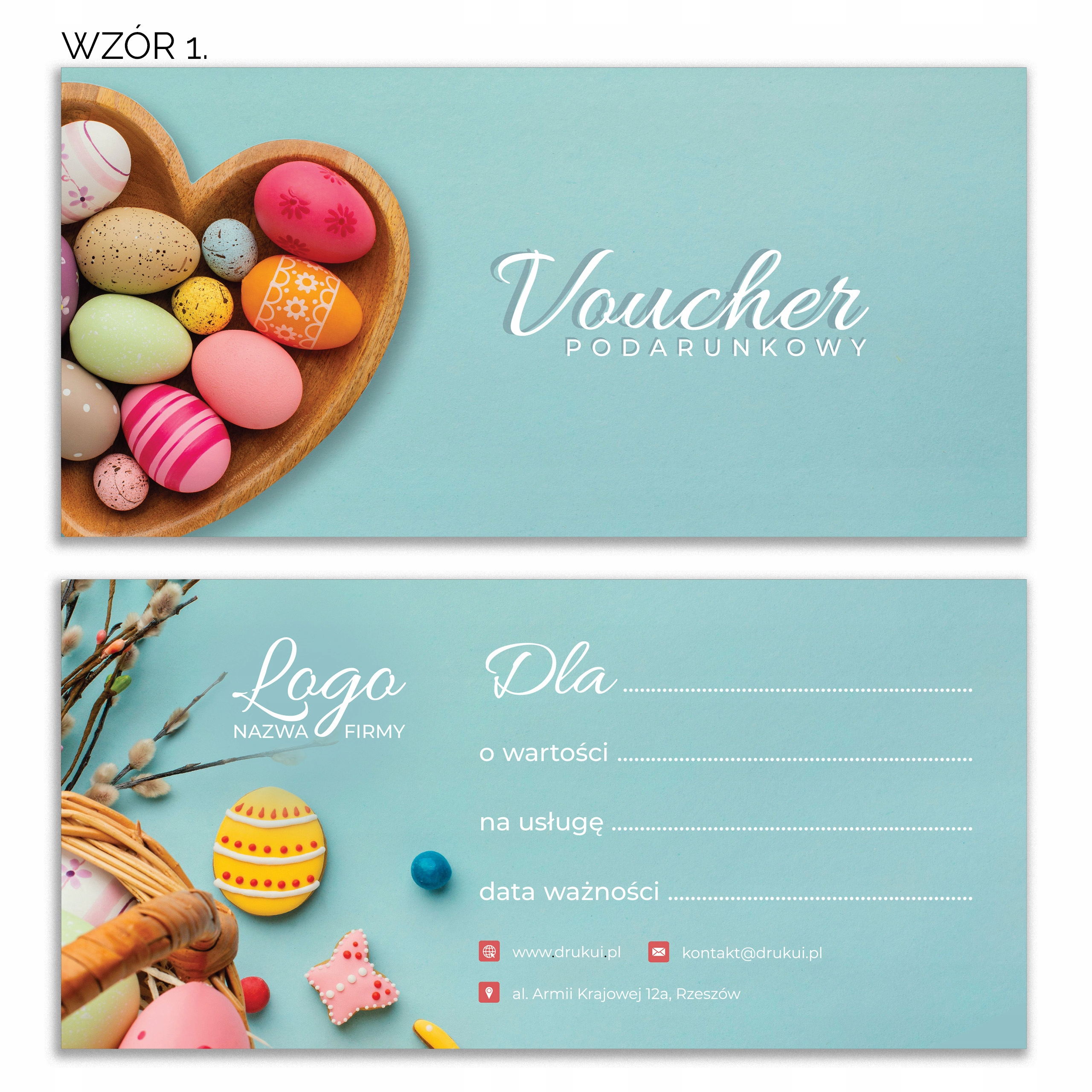 KREATOR VOUCHER DL ŚWIĄTECZNE WIELKANOC 100SZT. Rodzaj wizytówki dwustronne
