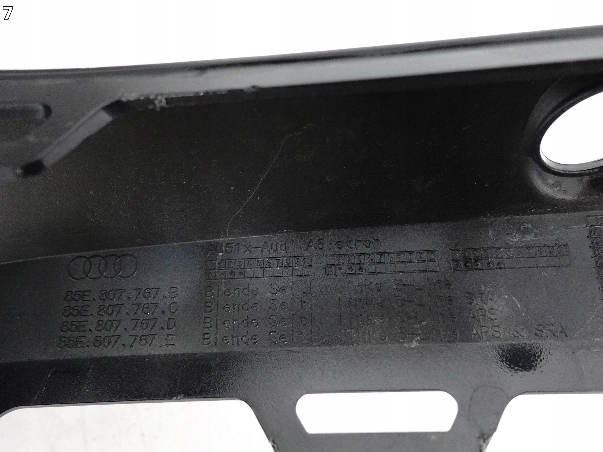 AUDI A6 S6 E-TRON 85E S-LINE 24- moulding grid cap grille left W bumper
