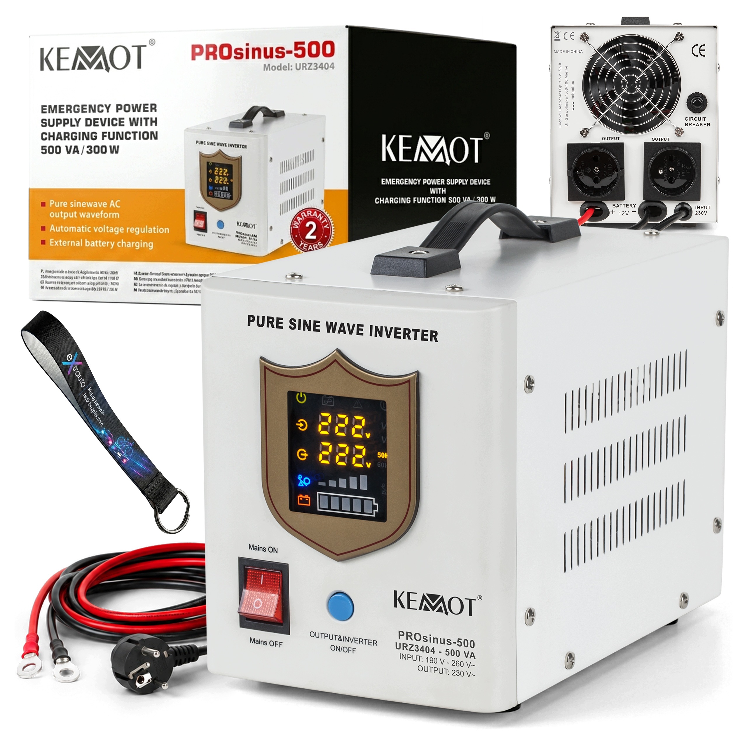 Zasilacz Awaryjny Ups Kemot Pro Sinus 12V 230V 300W Do Pieca Pompy Co+smycz